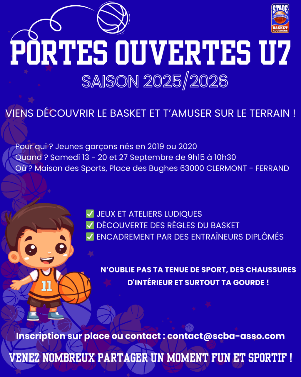 Le SCBA organise ses Journées Portes Ouvertes U7 de Basket&nbsp;!